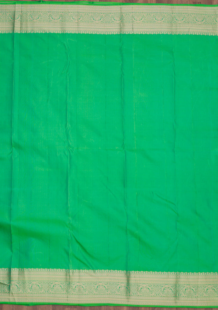 Leaf Green Zariwork Pure Silk Saree