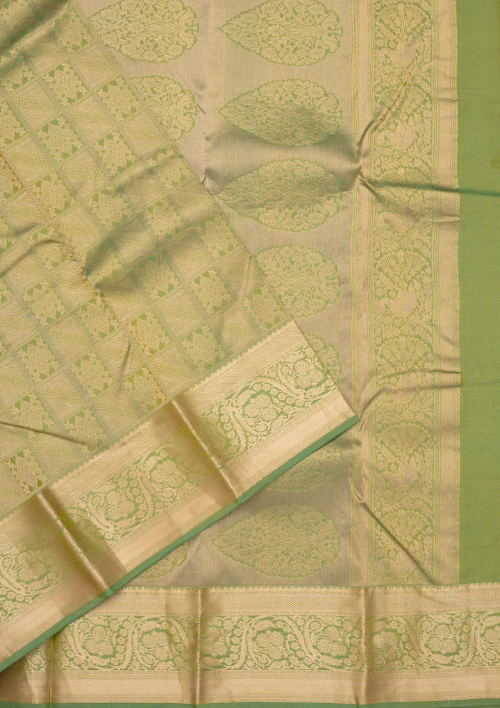 Leaf Green Zariwork Pure Silk Saree
