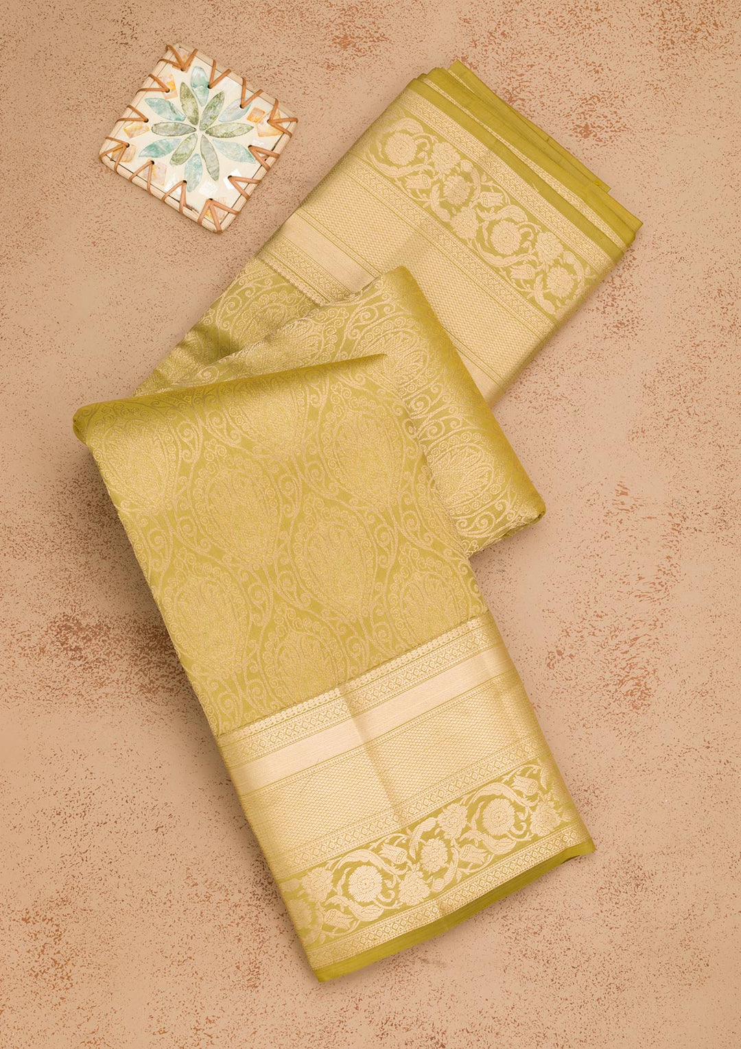 Leaf Green Zariwork Pure Silk Saree