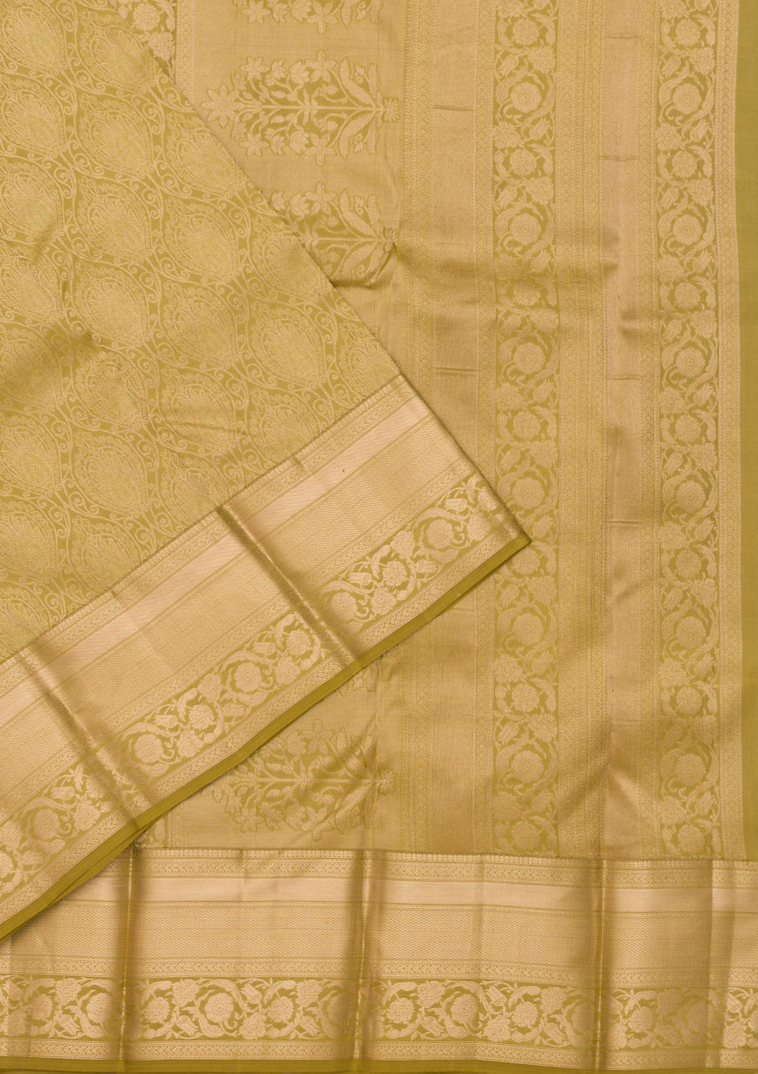 Leaf Green Zariwork Pure Silk Saree