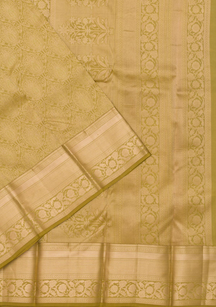 Leaf Green Zariwork Pure Silk Saree