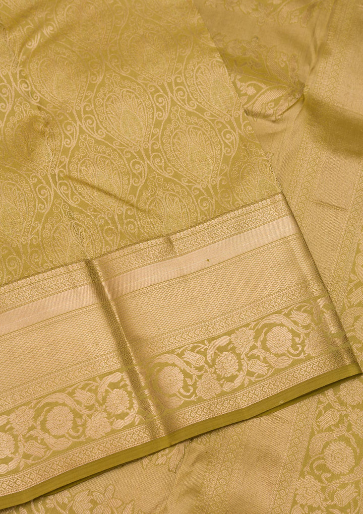 Leaf Green Zariwork Pure Silk Saree