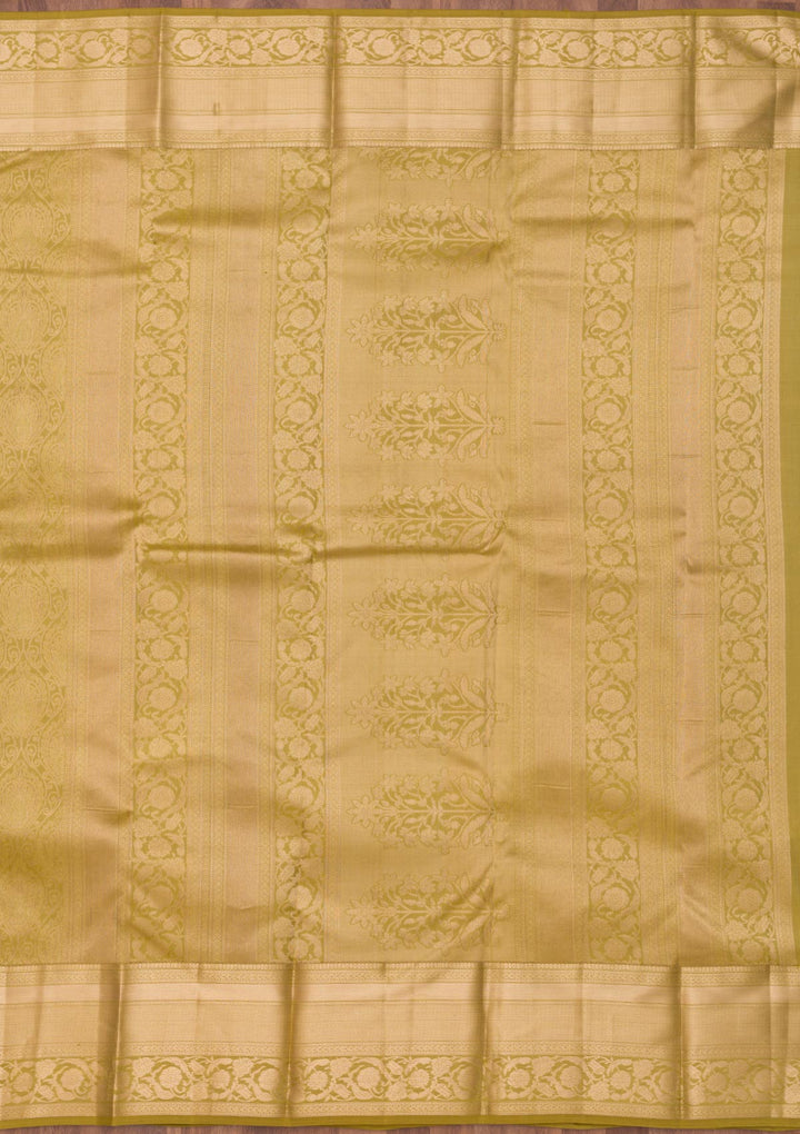 Leaf Green Zariwork Pure Silk Saree