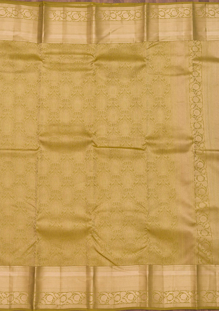 Leaf Green Zariwork Pure Silk Saree