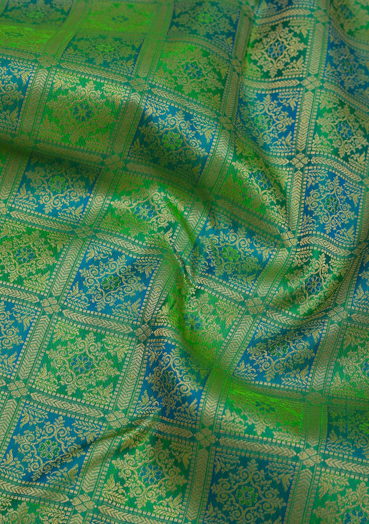 Leaf Green Zariwork Pure Silk Saree