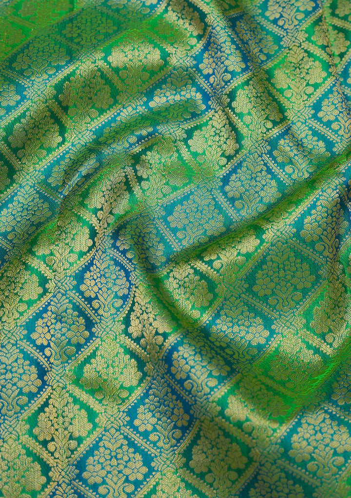 Leaf Green Zariwork Pure Silk Saree