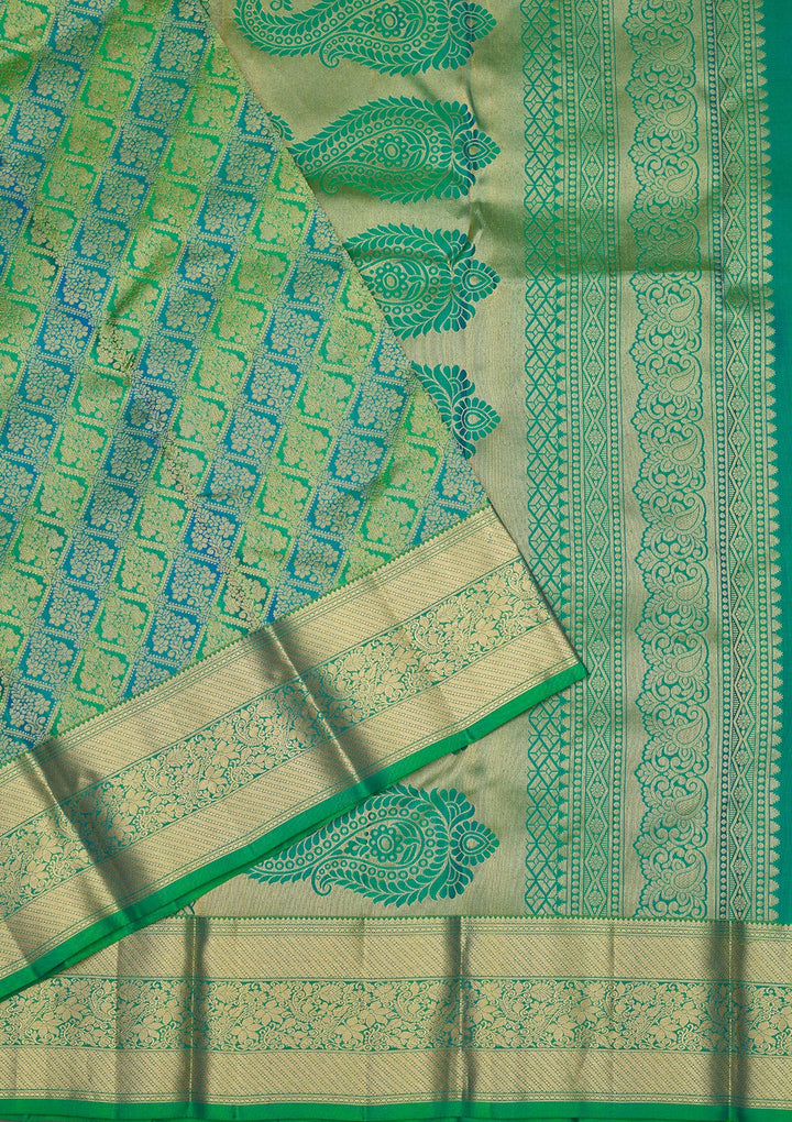 Leaf Green Zariwork Pure Silk Saree