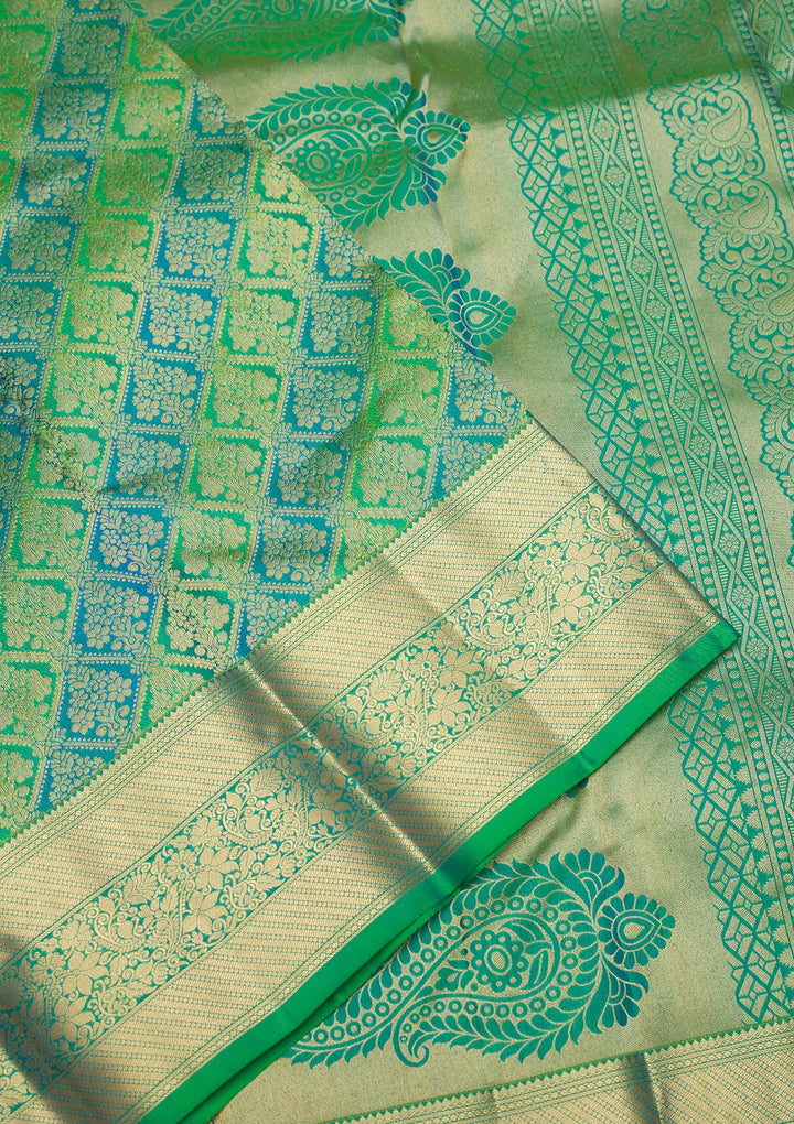 Leaf Green Zariwork Pure Silk Saree