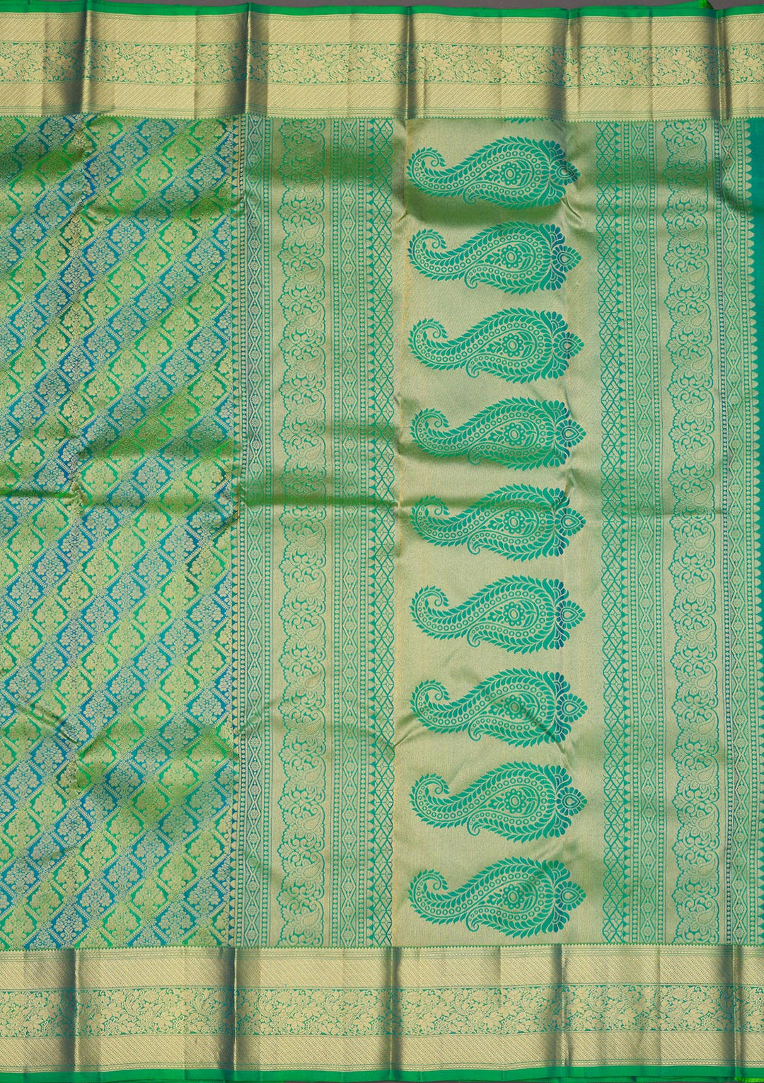 Leaf Green Zariwork Pure Silk Saree
