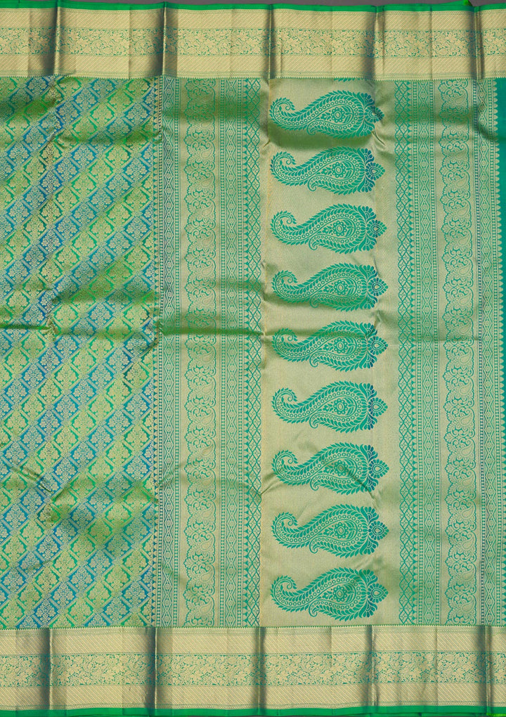 Leaf Green Zariwork Pure Silk Saree