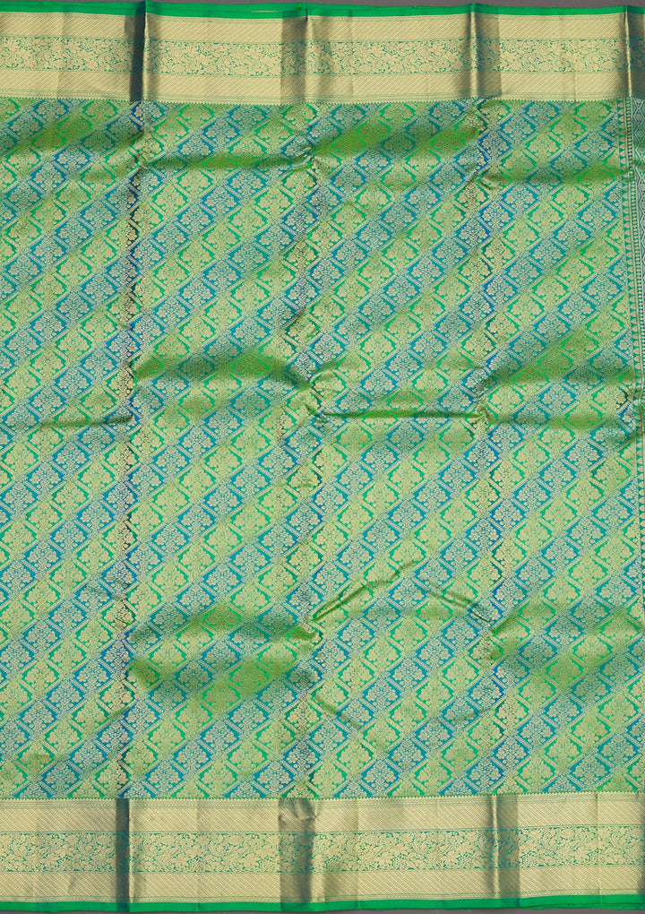 Leaf Green Zariwork Pure Silk Saree