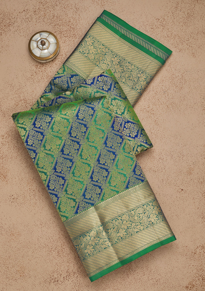 Leaf Green Zariwork Pure Silk Saree