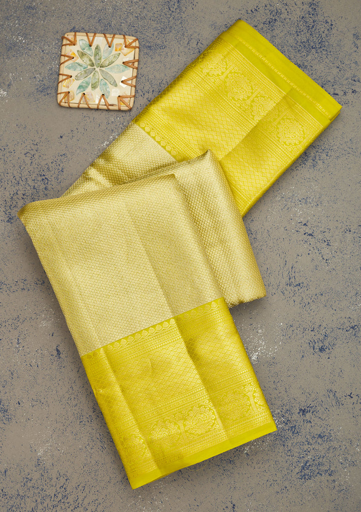 Leaf Green Zariwork Pure Silk Saree