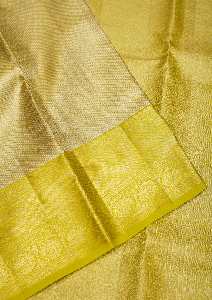 Leaf Green Zariwork Pure Silk Saree