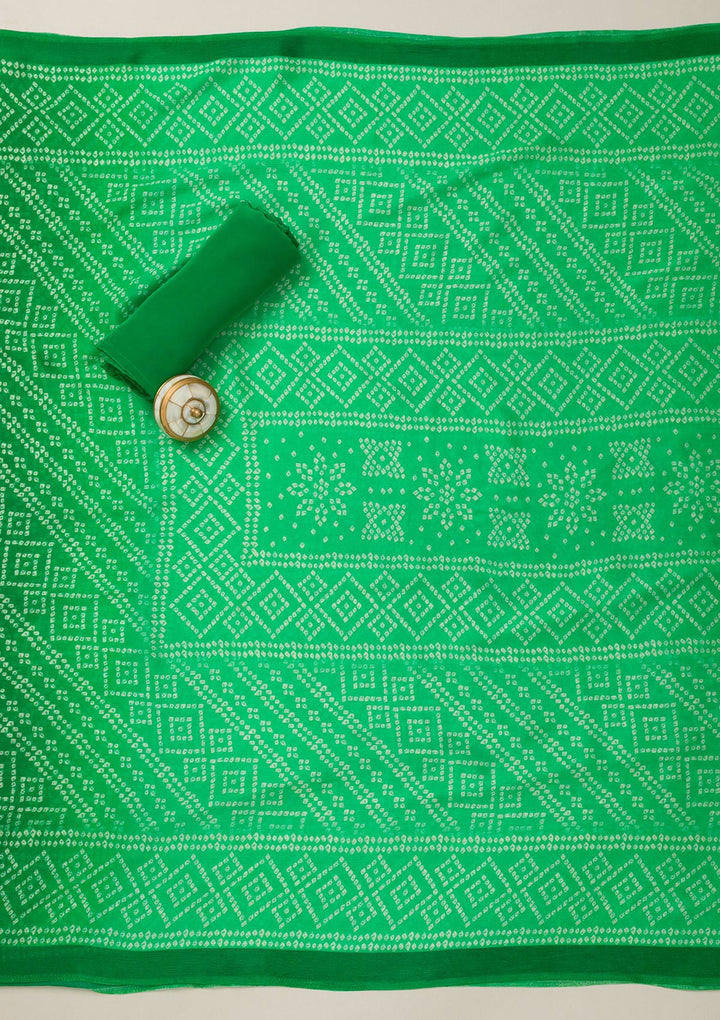 Leaf Green Zariwork Semi Crepe Unstitched Salwar Suit