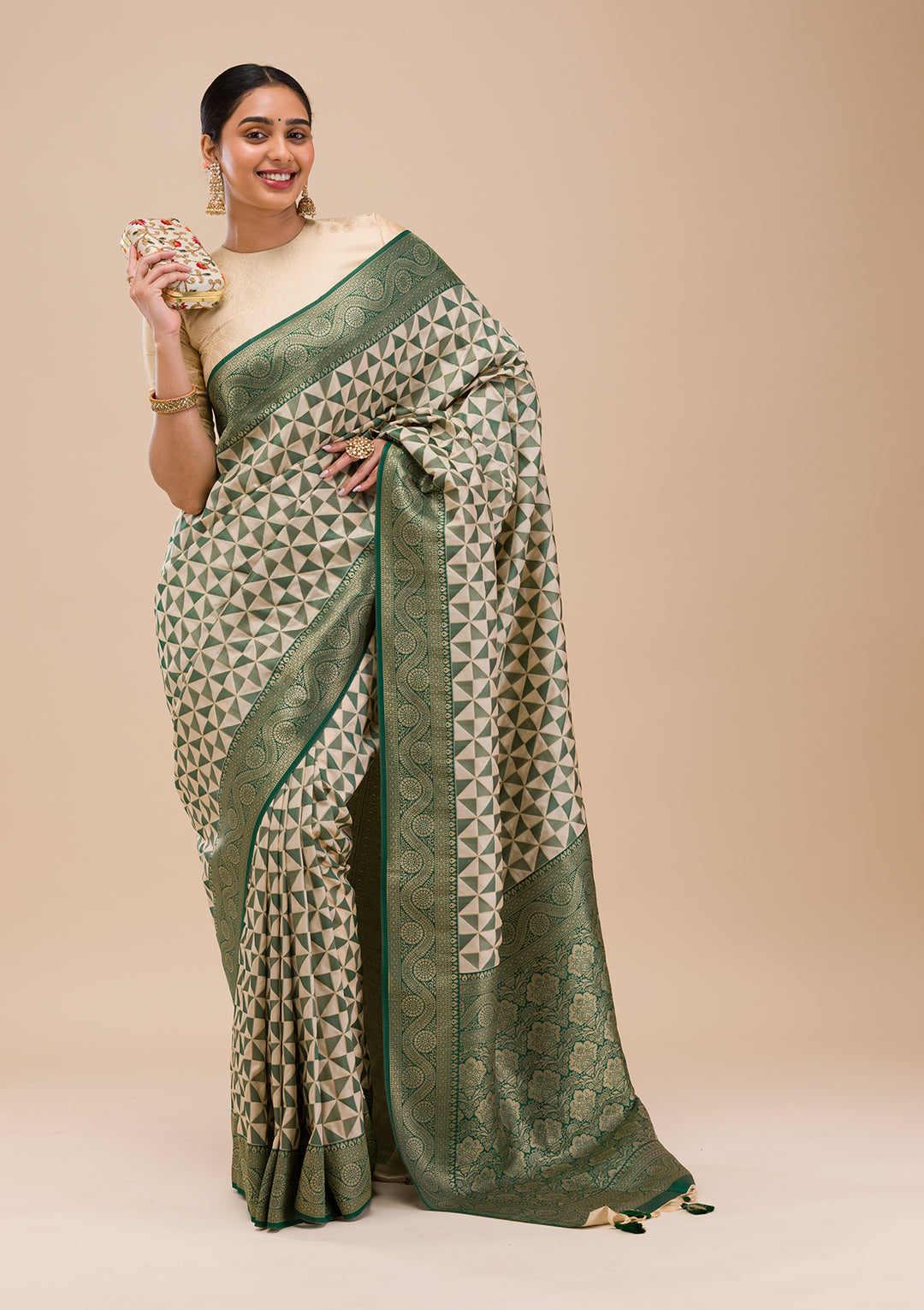 Leaf Green Zariwork Silk Saree