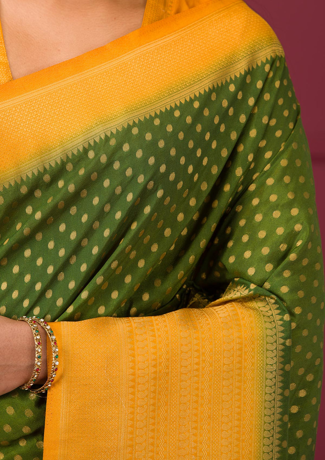 Leaf Green Zariwork Soft Silk Saree