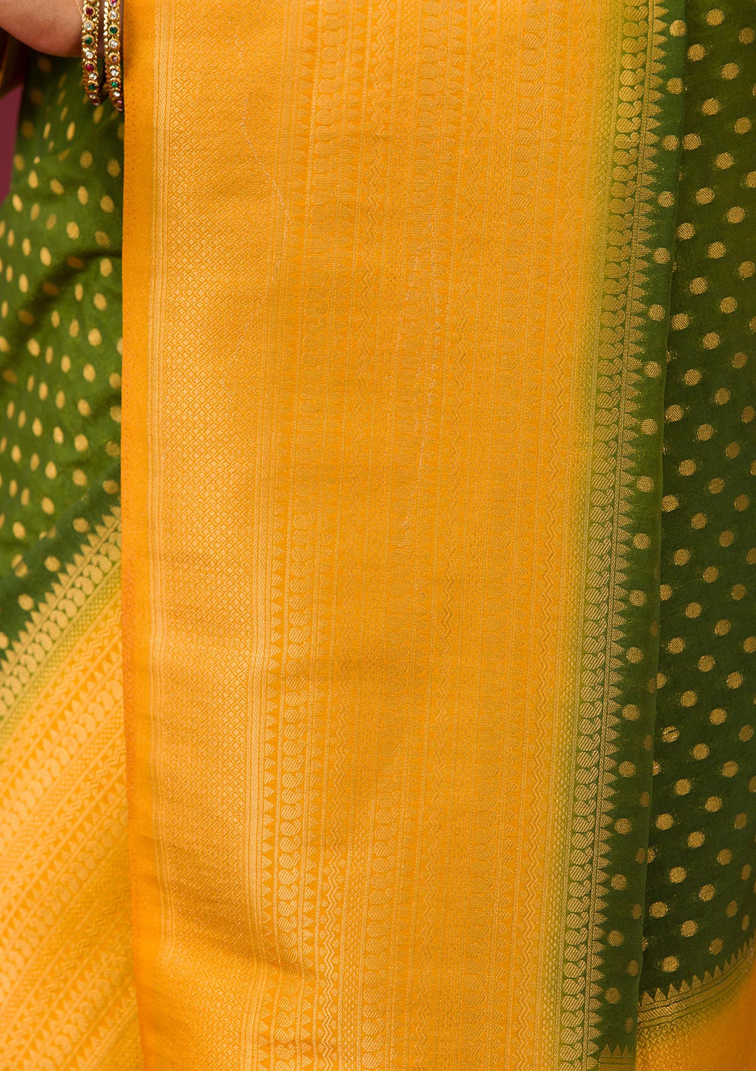 Leaf Green Zariwork Soft Silk Saree