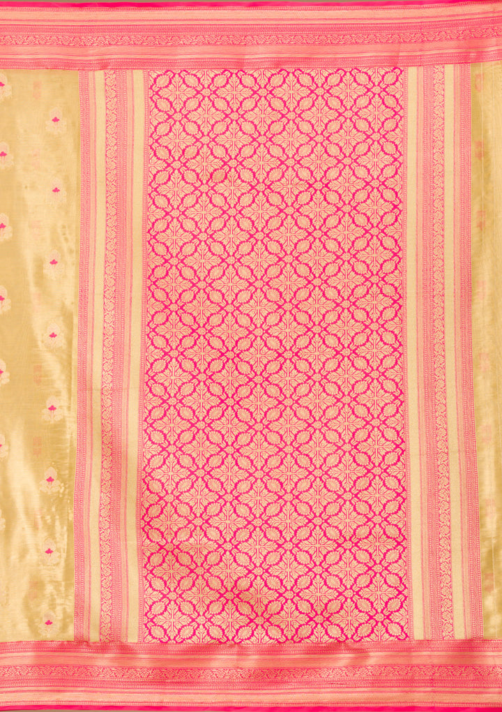 Leaf Green Zariwork Tissue Saree-Koskii