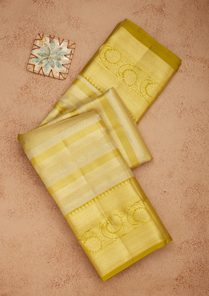 Lemon Yellow Zariwork Pure Silk Saree