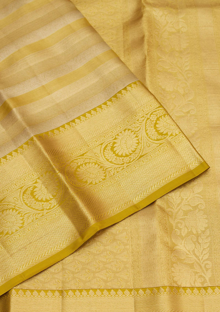 Lemon Yellow Zariwork Pure Silk Saree