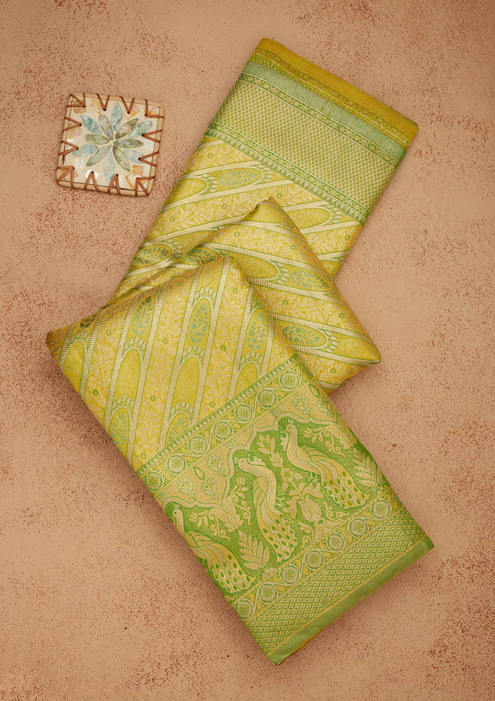 Lemon Yellow Zariwork Pure Silk Saree