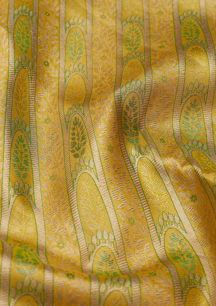 Lemon Yellow Zariwork Pure Silk Saree
