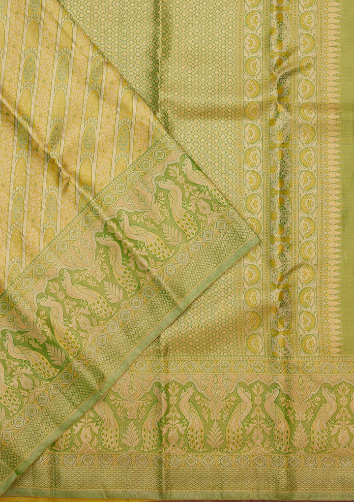 Lemon Yellow Zariwork Pure Silk Saree