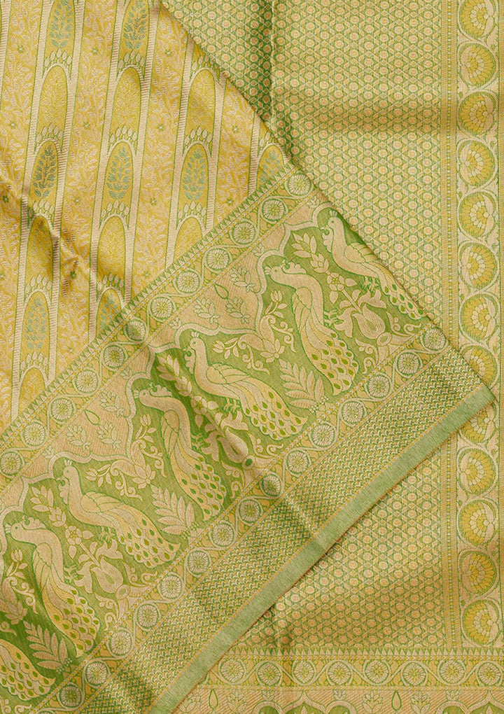 Lemon Yellow Zariwork Pure Silk Saree
