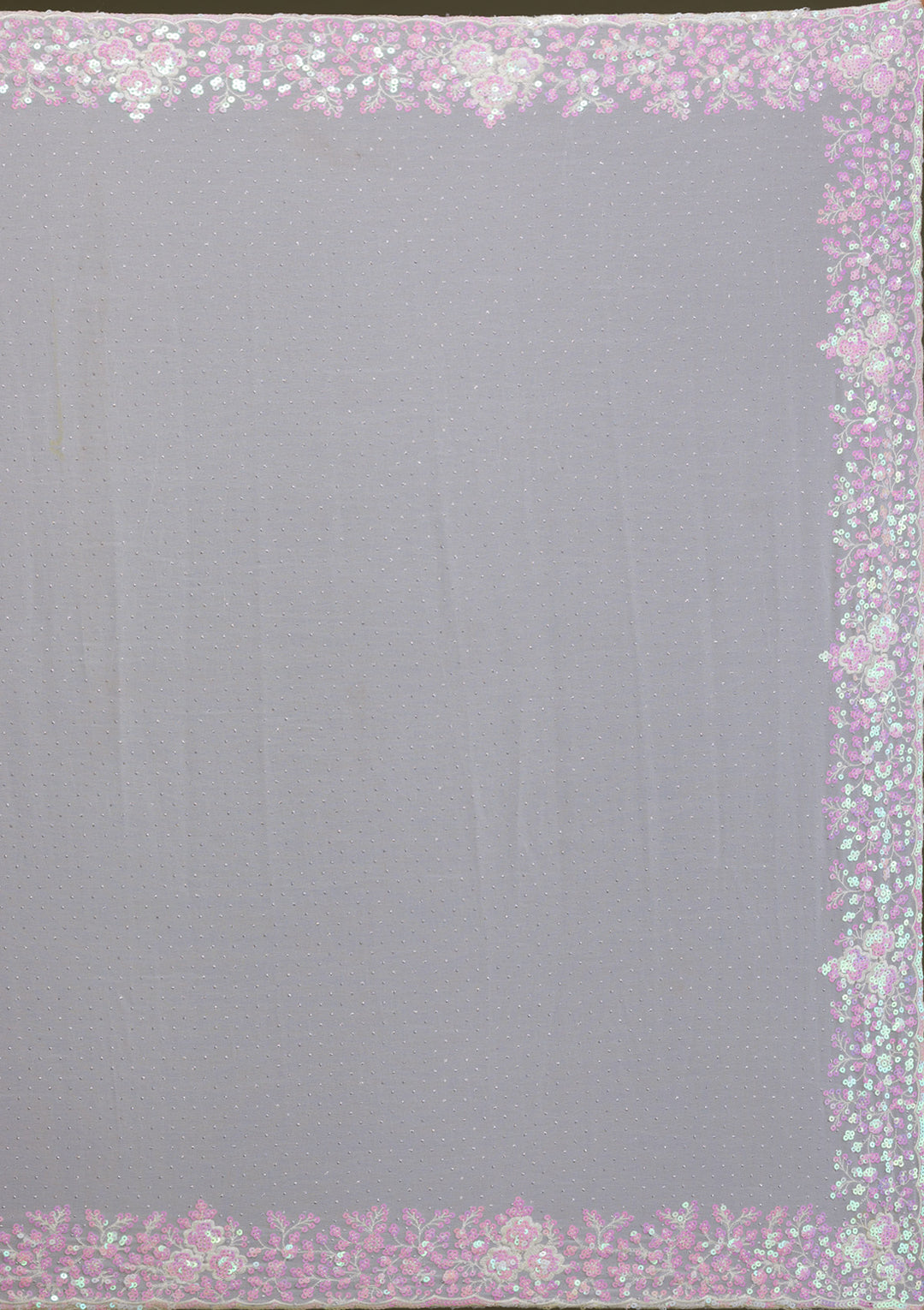 Off White Sequins Georgette Saree
