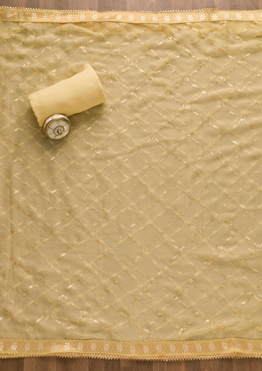 Lemon Yellow Sequins Georgette Unstitched Salwar Suit
