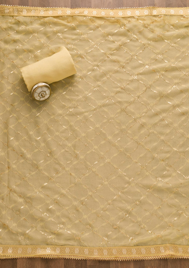 Lemon Yellow Sequins Georgette Unstitched Salwar Suit