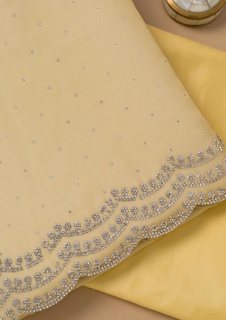 Lemon Yellow Swarovski Organza Unstitched Salwar Suit
