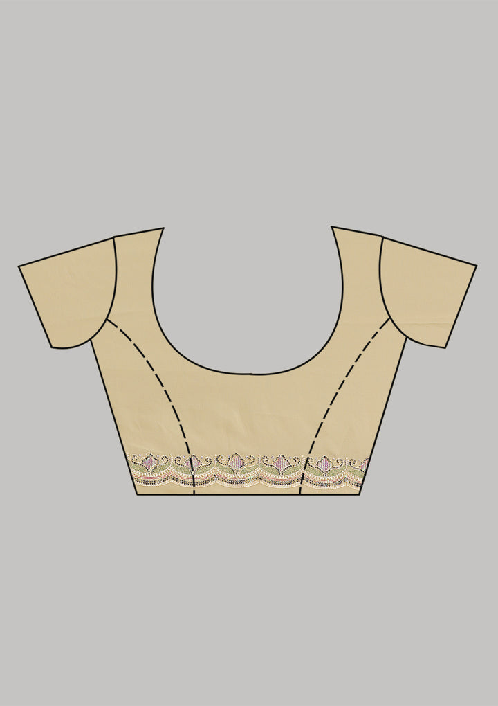 Lemon Yellow Threadwork Georgette Saree