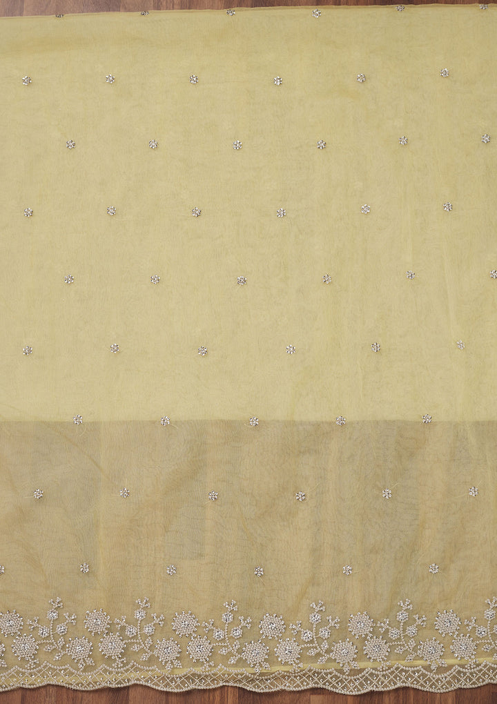 Lemon Yellow Threadwork Tissue Unstitched Salwar Suit