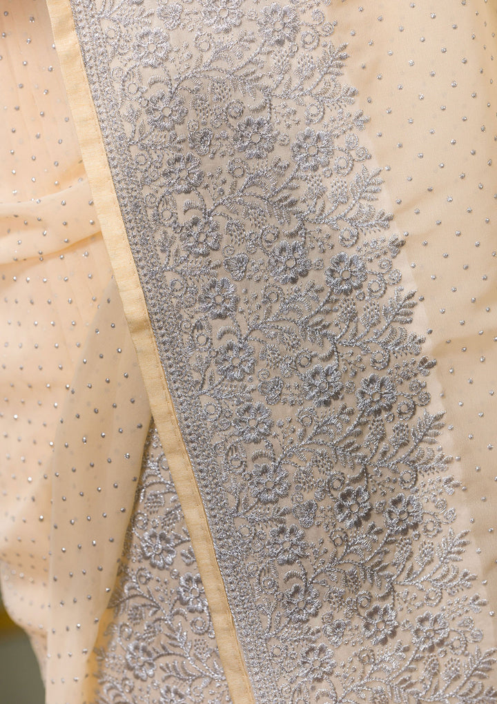 Lemon Yellow Zariwork Georgette Saree-Koskii