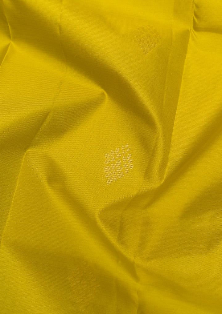 Lemon Yellow Zariwork Pure Silk Saree-Koskii