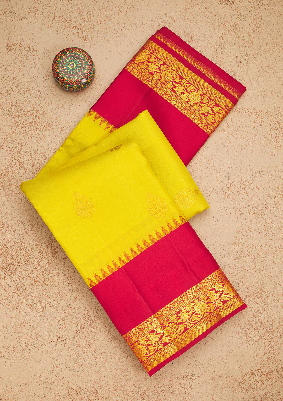 Lemon Yellow Zariwork Pure Silk Saree