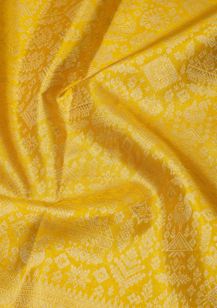 Lemon Yellow Zariwork Pure Silk Saree