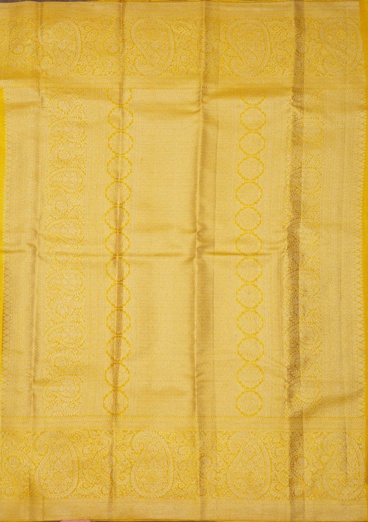 Lemon Yellow Zariwork Pure Silk Saree
