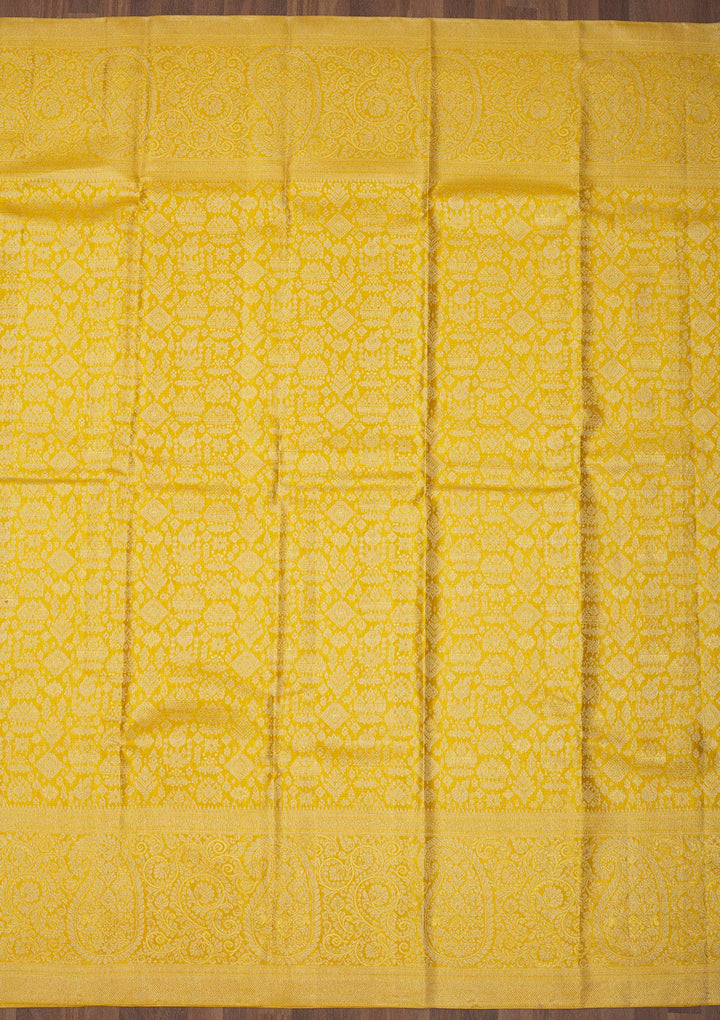 Lemon Yellow Zariwork Pure Silk Saree