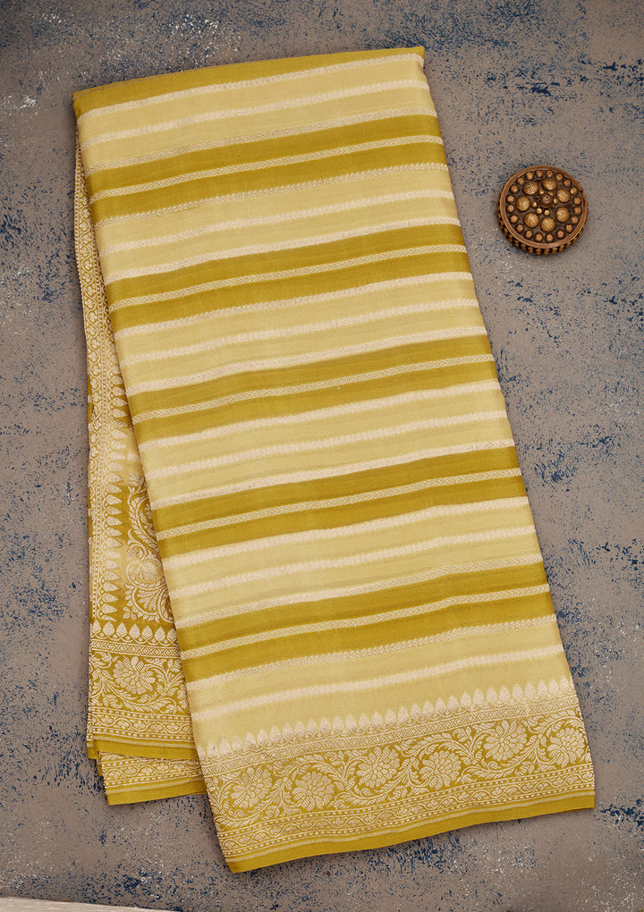 Lemon Yellow Zariwork Pure Silk Saree