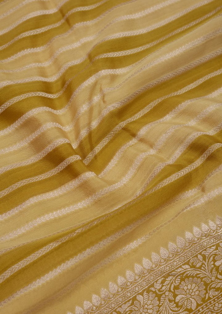 Lemon Yellow Zariwork Pure Silk Saree