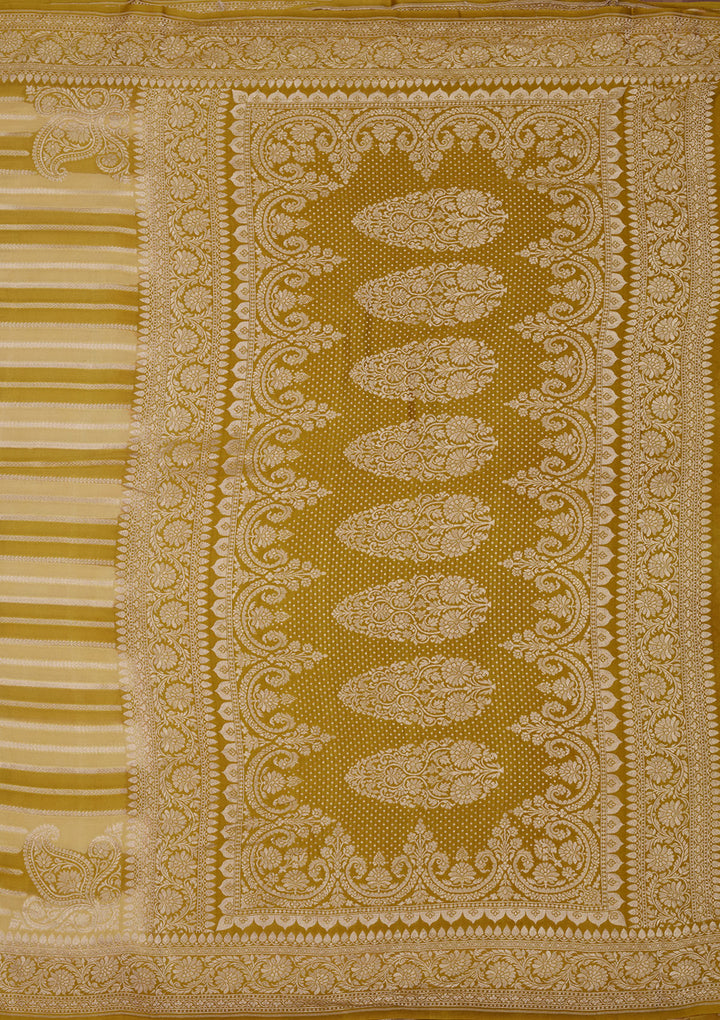 Lemon Yellow Zariwork Pure Silk Saree