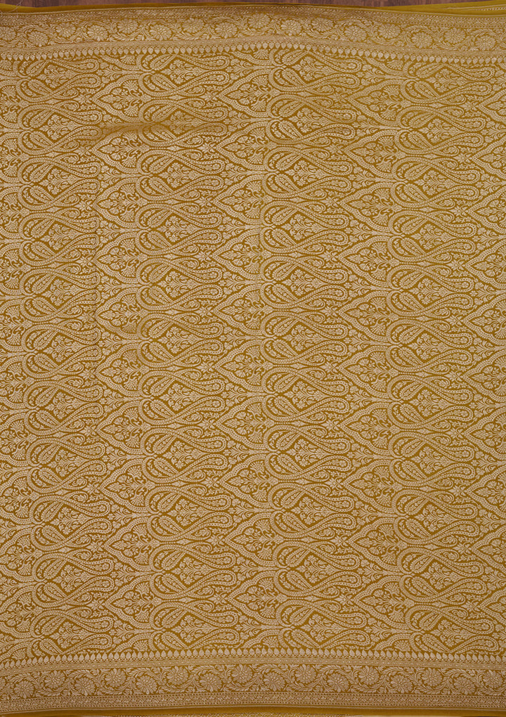 Lemon Yellow Zariwork Pure Silk Saree