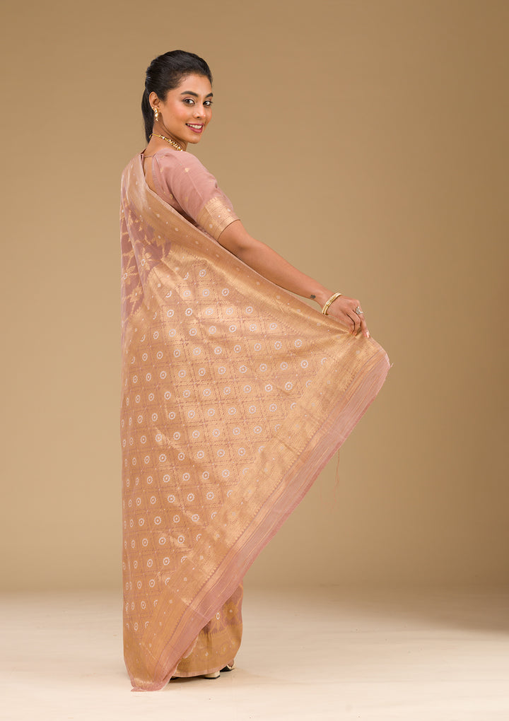 Light Brown Zariwork Art Silk Saree