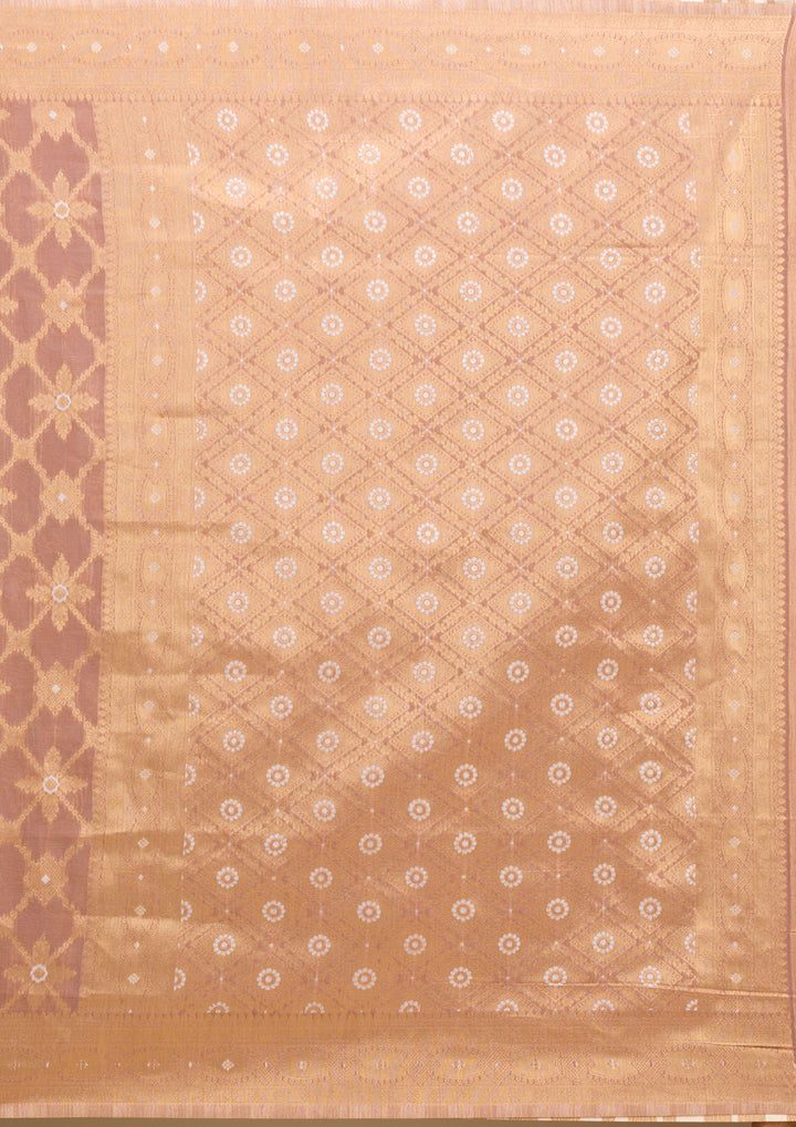 Light Brown Zariwork Art Silk Saree