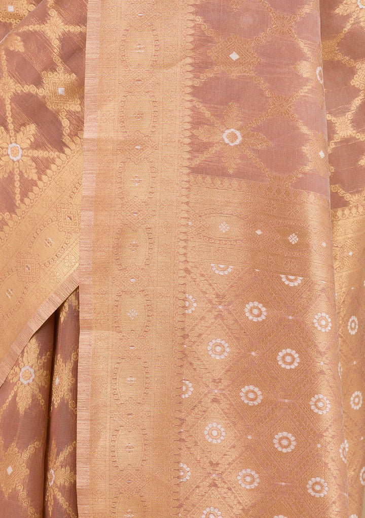 Light Brown Zariwork Art Silk Saree