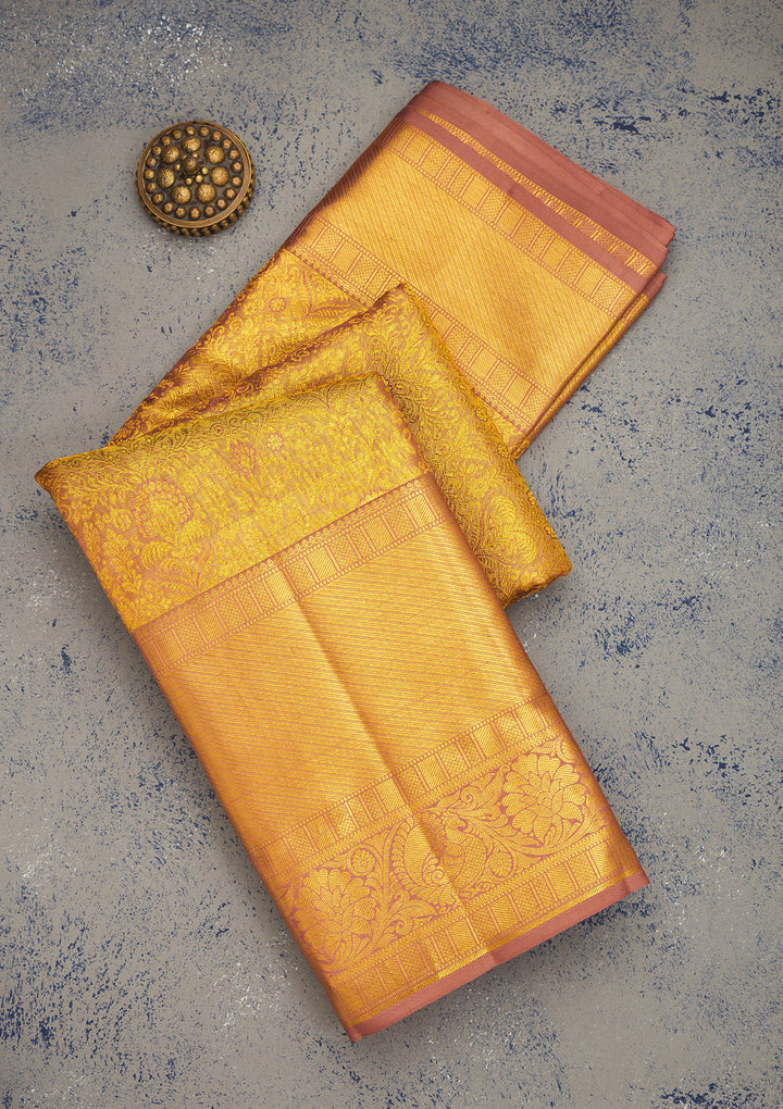 Light Brown Zariwork Pure Silk Saree