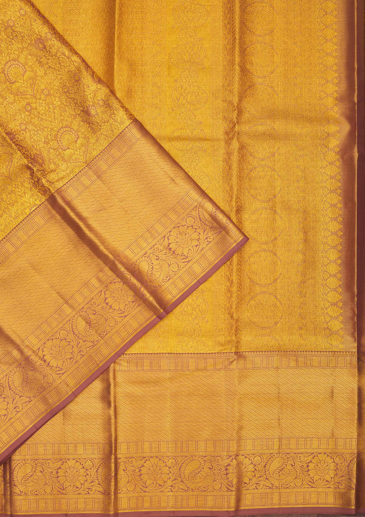 Light Brown Zariwork Pure Silk Saree